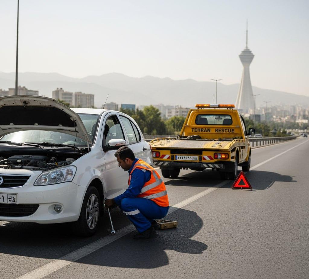 امداد خودرو رنو در تهران با یدککش کفی؛ پسزمینه برج میلاد