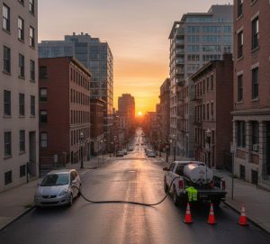 سوخت‌رسانی اضطراری رنو در منطقه ۱ تهران کنار خیابان ولنجک