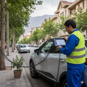 عیب‌یابی رنو با دستگاه CLIP در شمال تهران کنار خیابان