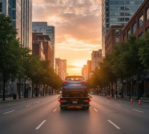 خودروبر تخترو در منطقه ۲ تهران در حال حمل رنو بهصورت ایمن
